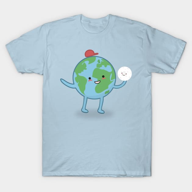 Earth and Moon T-Shirt by happinessinatee